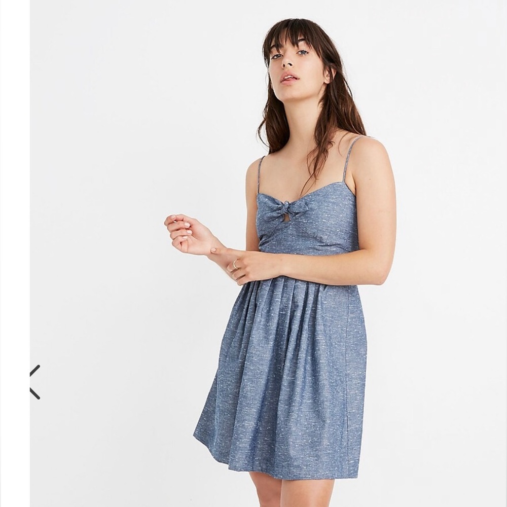 Madewell Chambray Tie-Front Cutout Cami Dress Blue Womens Size 0